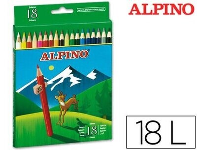 Lápices hexagonales largos (18 colores) de Alpino