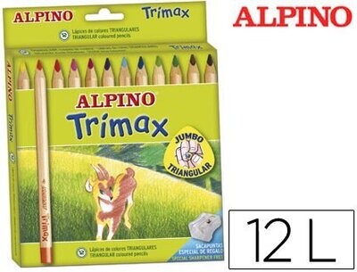 Lápices triangulares (12 colores) Trimax de Alpino