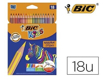 Lápices (18 colores) Kids Evolution Stripes de Bic