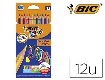 Lápices (12 colores) Kids Evolution Stripes de Bic