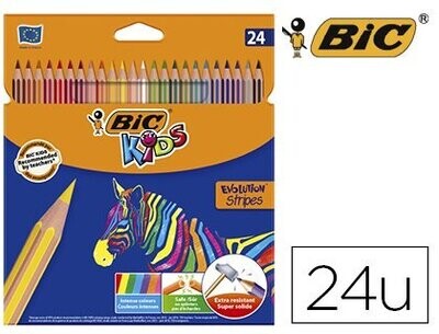 Lápices (24 colores) Kids Evolution Stripes de Bic