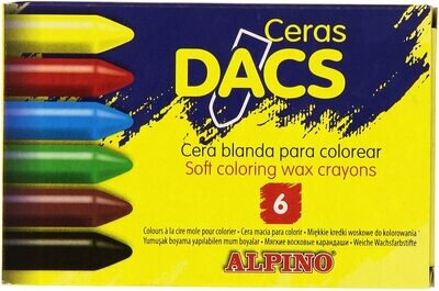 Lápices cera blanda (6 colores) Dacs de Alpino
