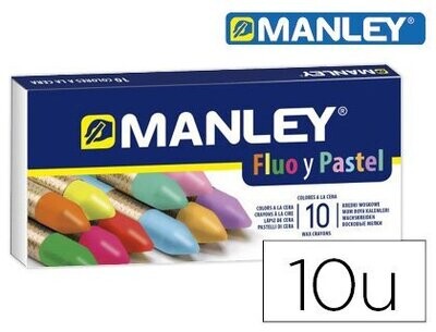 Lápices cera blanda (10 colores) FLUOR y PASTEL Manley