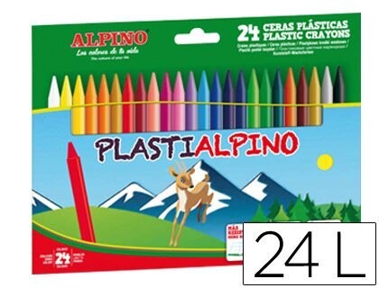 Lapices cera redondo (24 colores) Plastialpino Alpino