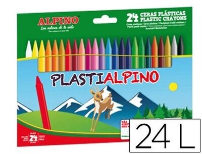 Lapices cera redondo (24 colores) Plastialpino Alpino