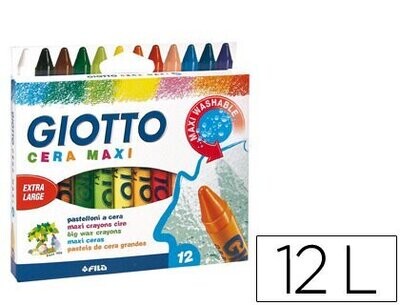 Lapices de cera redondo (12 colores) Maxi de Giotto