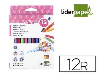 Rotulador escolar (12 colores) Slim de Liderpapel