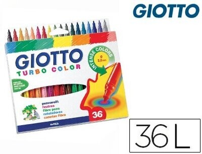 Rotulador escolar (36 colores) Turbo Color de Giotto