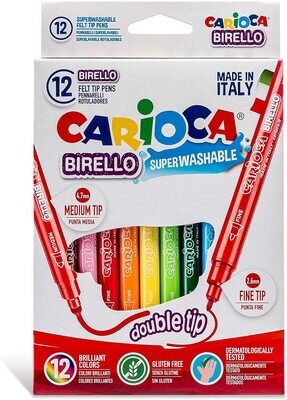 Rotulador escolar (12 colores) Birello bi-punta Carioca
