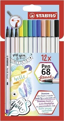 Rotulador acuarelable (12 colores) Pen 68 de Stabilo