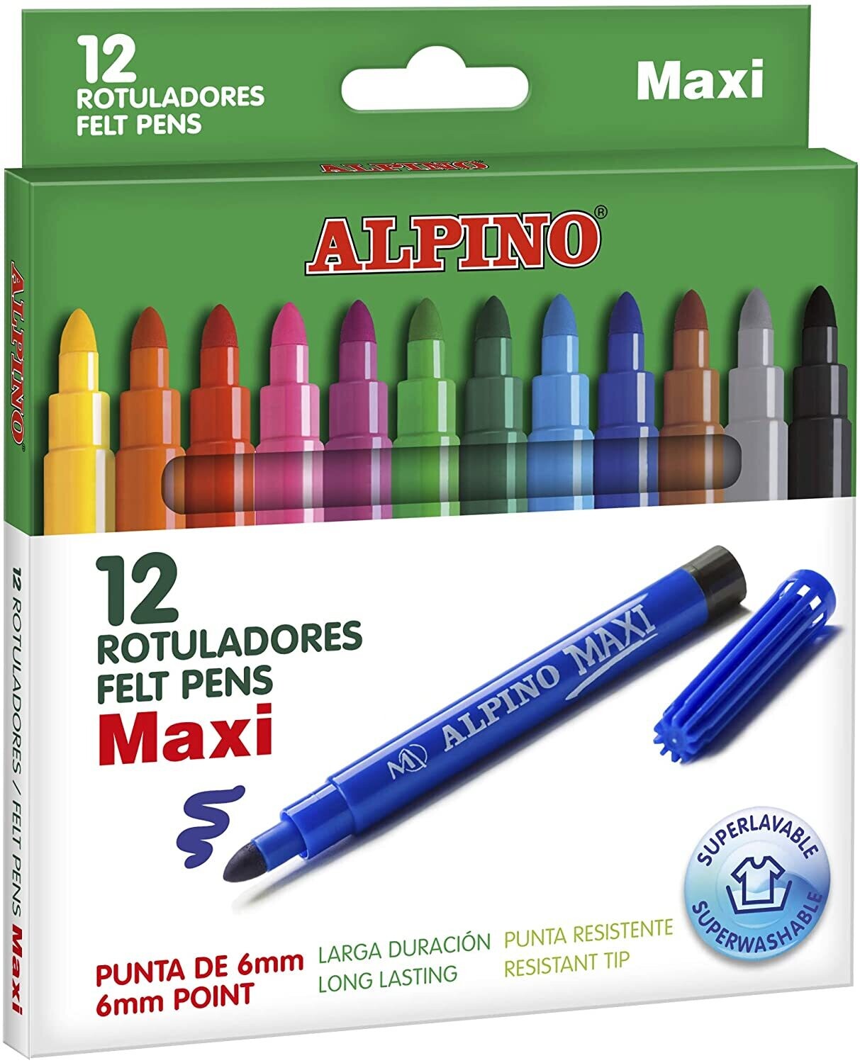 Rotulador escolar (12 colores) Maxi de Alpino