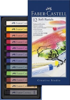 Tiza 12 colores pastel blandas cuadradas Faber-Castell