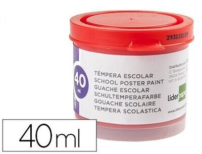 Tempera escolar (40 ml) ROJO de Liderpapel