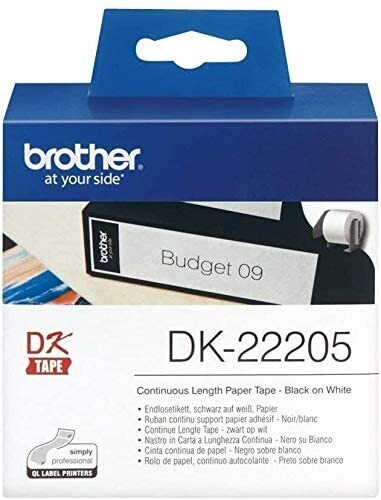 Etiqueta papel térmico (62mm x 30,48m) Brother DK-22205