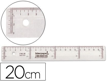 Regla (20 cm) plástico cristal de Liderpapel