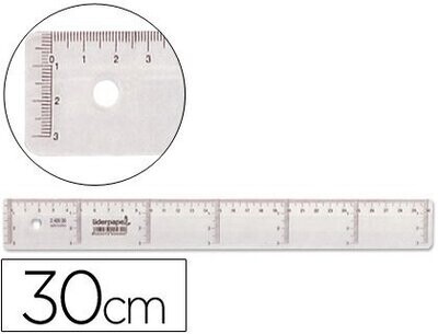 Regla (30 cm) plástico cristal de Liderpapel