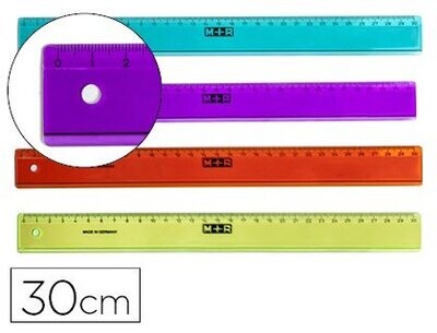 Regla plástico (30 cm) colores surtidos de M+R