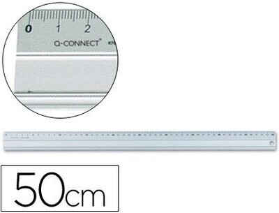 Regla metálica aluminio (50 cm) de Q-Connect