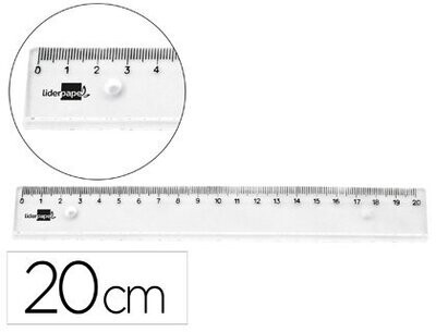 Regla plástico transparente (20 cm) de Liderpapel