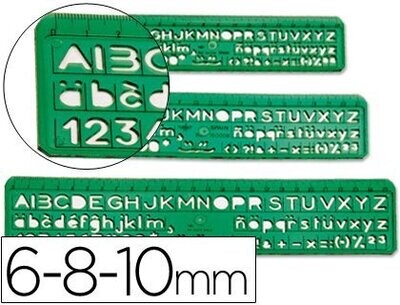 Normógrafo plástico (medidas de la letra 6, 8 y 10 mm)