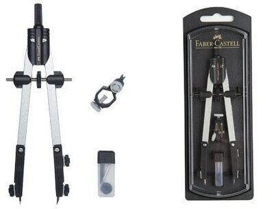 Compás micrométrico (17 cm) y accesorios Faber Castell