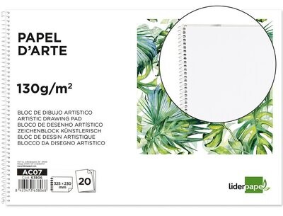 Bloc dibujo artístico Fº espiral (130 g) de Liderpapel