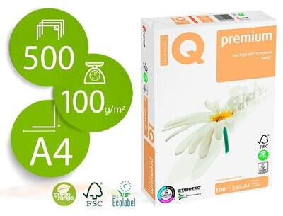Papel fotocopiadora A4 (100 gr) IQ Premium