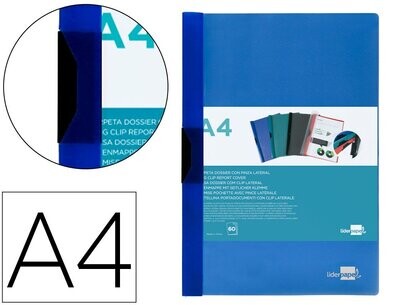 Carpeta dossier A4 (60 hojas) AZUL translúcido de Liderpapel