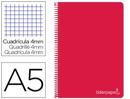 Cuaderno 4º (4mm) ROJO tapa dura Witty de Liderpapel