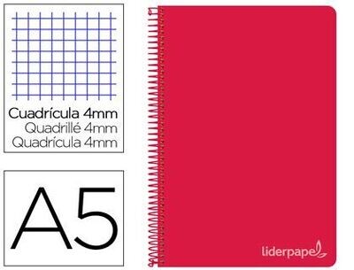 Cuaderno 4º (4mm) ROJO tapa dura Witty de Liderpapel