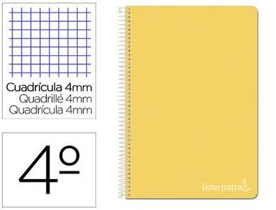 Cuaderno 4º (4 mm) AMARILLO tapa dura Witty Liderpapel