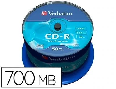 CD-R (capacidad 700 Mb-80 minutos) de Verbatim