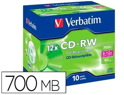 CD-RW (capacidad 700 Mb / REGRABABLE) de Verbatim
