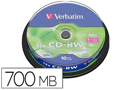 CD-RW (capacidad 700 Mb / REGRABABLE) de Verbatim