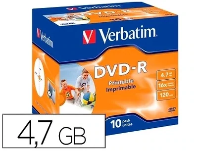 DVD-R (capacidad 4,7 Gb / IMPRIMIBLE) de Verbatim