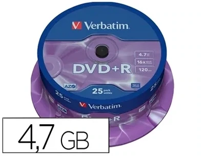 DVD+R (capacidad 4,7 Gb) de Verbatim