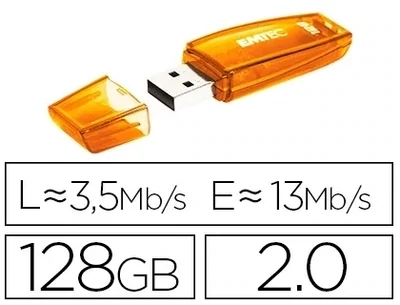 Memoria Flash USB 2.0 (128 GB) NARANJA C410 de Emtec