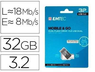 Memoria flash USB 3.2 DUAL (32 GB) to type C de Emte