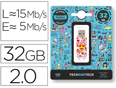 Memoria flash USB 2.0 (32 GB) Emoji Heart Techonetech