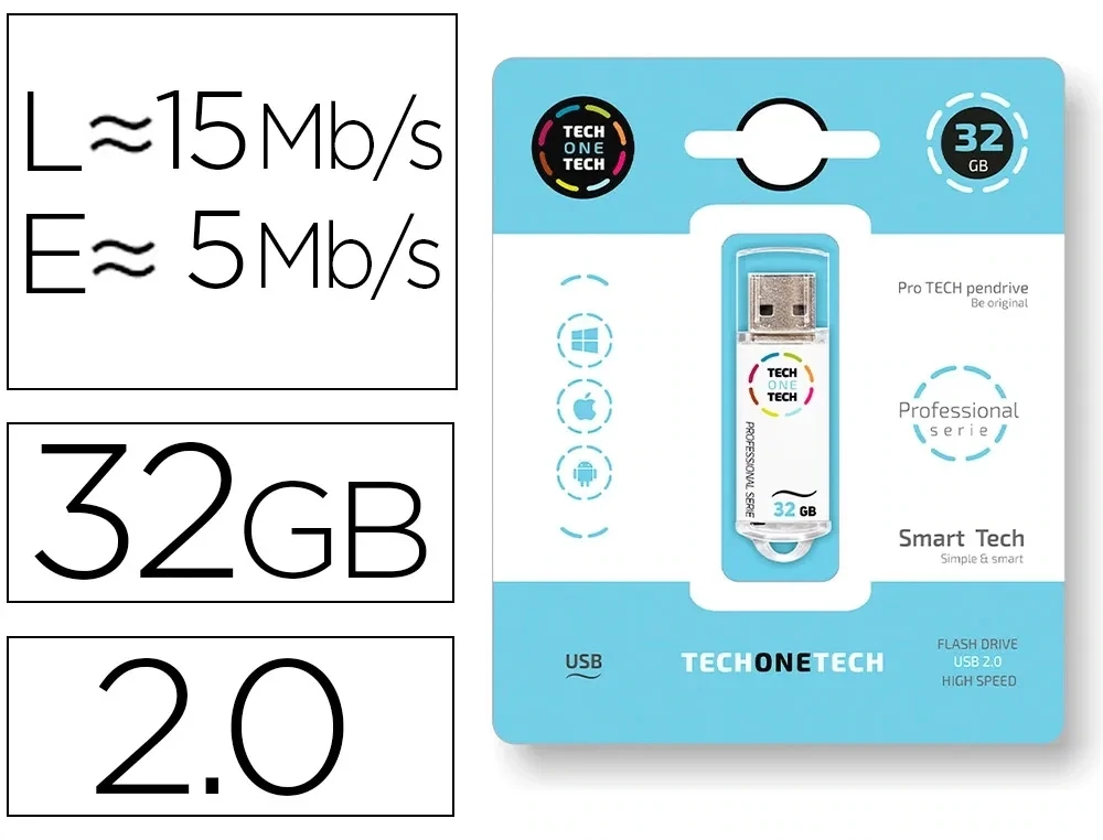 Memoria flash USB 2.0 (32 GB) White de Techonetech