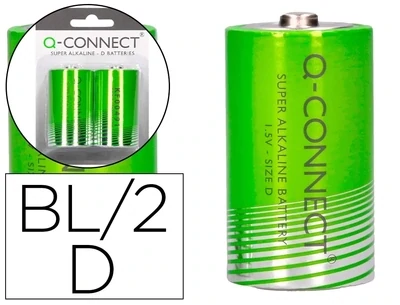 Pila alcalina D de Q-Connect (2 unidades)