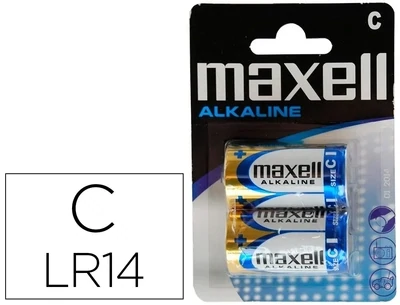 Pila alcalina tipo C de Maxell (2 unidades)