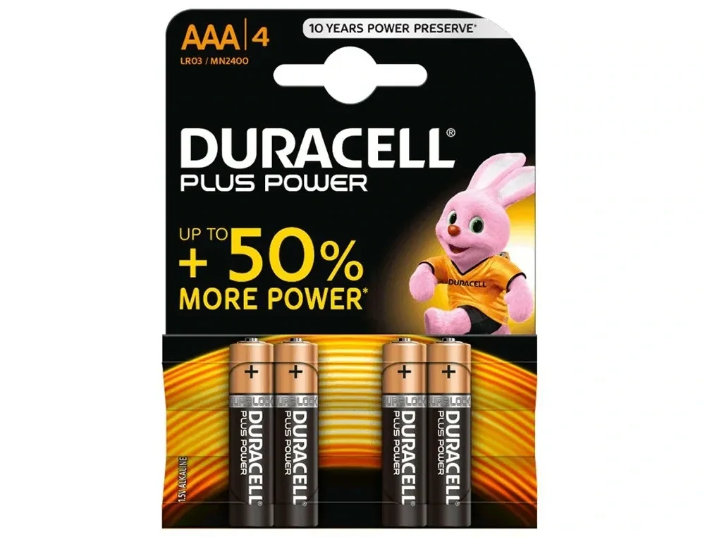 Pila alcalina AAA Plus Power de Duracell (4 unidades)