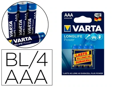 Pila alcalina tipo AAA Longlife Power Varta (4 uds)