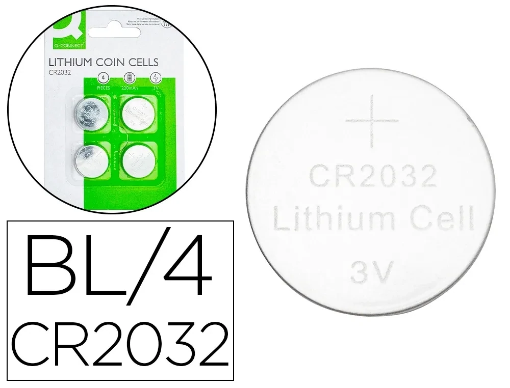 Pila litio CR2032 tipo botón de Q-Connect