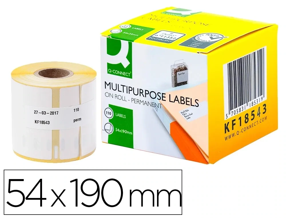 Etiquetas adhesiva (54x190 mm) compatible Dymo 99019