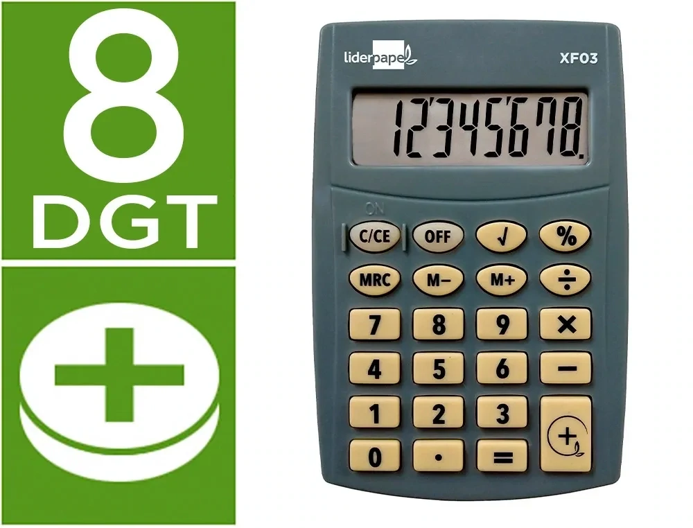 Calculadora bolsillo GRIS (8 dígitos) XF03 Liderpapel