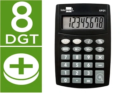 Calculadora bolsillo NEGRO (8 dígitos) XF01 Liderpapel