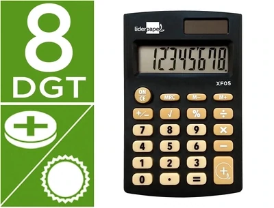 Calculadora bolsillo NEGRO (8 dígitos) XF05 Liderpapel