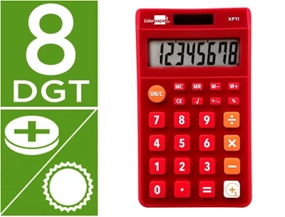 Calculadora bolsillo ROJO (8 dígitos) XF11 Liderpapel